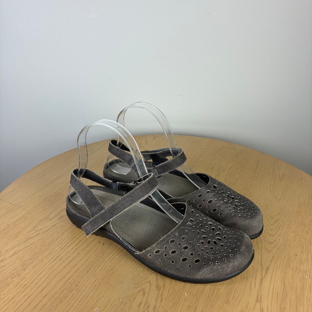 Naot Arataki Shoes Women's EU 38 US 7 Gray Leather‎ Slingback Strap Mary Janes